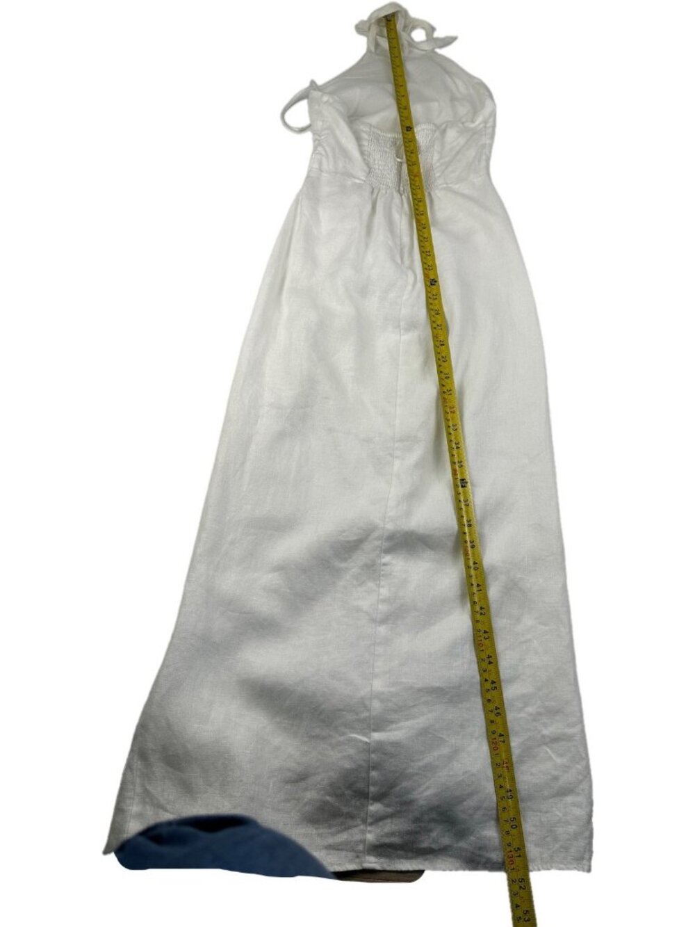 Reformation Sadey Linen Dress White halter-neck maxi slip Slit ruched draping 2P - Picture 9 of 9